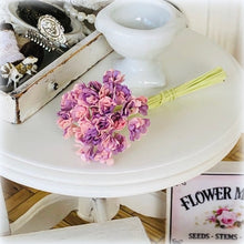 Dollhouse miniature purple pink bouquet flowers baby's breath