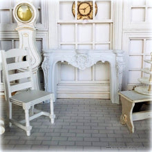 Dollhouse carved white french provincial fireplace