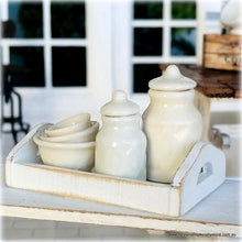 Dollhouse embossed farmhouse country kitchen canisters baking bowls