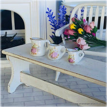 Dollhouse miniature pink floral vase set of 3