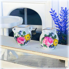 Dollhouse vases pink yellow floral