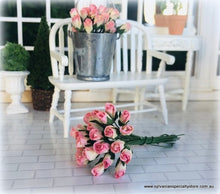 Dollhouse miniature salmon pink paper roses florist shop