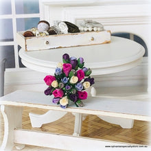 Pink White Purple Bouquet of 30 Paper Roses - Miniature