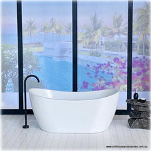 Dollhouse miniature modern white bathtub with standing faucet