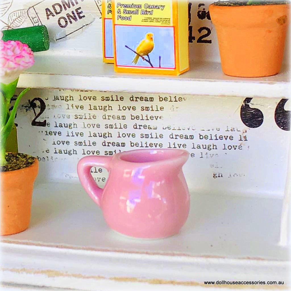 Dollhouse miniature pink milk jug accessory