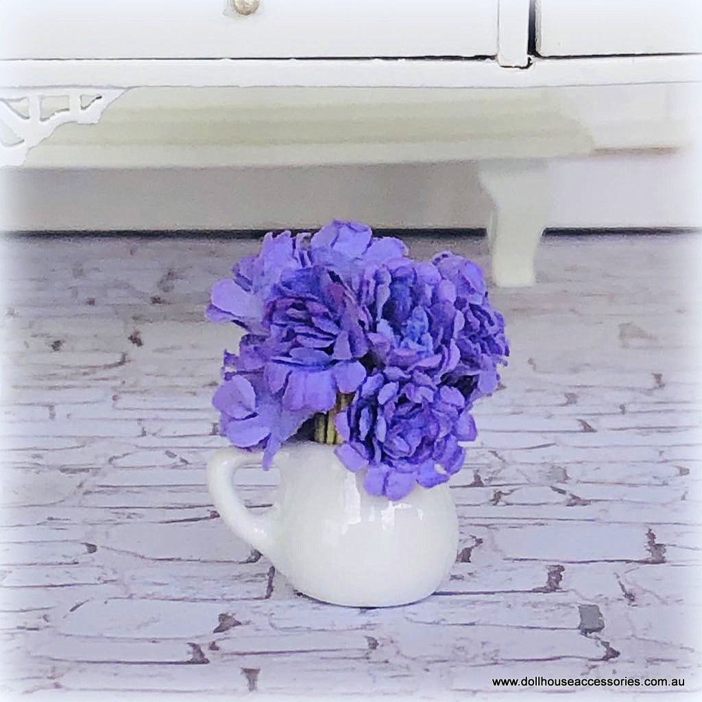 Purple Flower in White Jug - Miniature