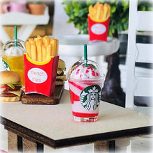Dollhouse miniature drink strawberry frappacino coffee takeaway cup