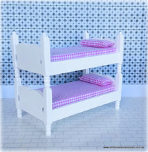 White Bunk Beds/2 Single Beds with ladder - Miniature