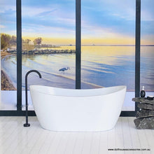 Dollhouse miniature modern white bathtub with standing faucet