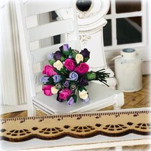 Pink White Purple Bouquet of 30 Paper Roses - Miniature