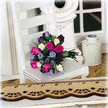 Pink White Purple Bouquet of 30 Paper Roses - Miniature