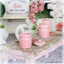 Dollhouse miniature pink cookie jar canister