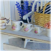 Dollhouse miniature pink floral vase set of 3