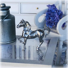 Dollhouse pewter silver ornament horse miniature