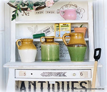 Dollhouse miniature ceramic jars green brown set