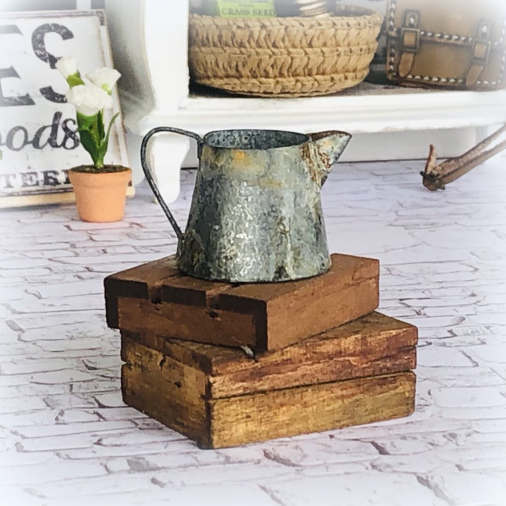 Vintage Style Galvanised Watering Can - Miniature