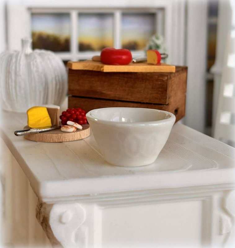 Dollhouse farmhouse white baking bowl