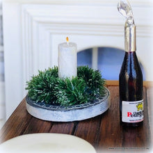 Dollhouse miniature candle in wreath