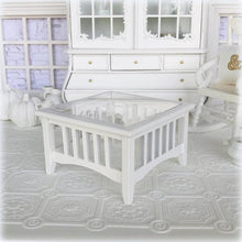 White Slat Coffee Table with Acrylic Top - Miniature