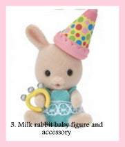 Sylvanian Families Milk Rabbit with Party Hat - Party Series