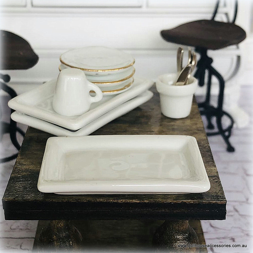White Serving Platter - Rectangle -  Miniature