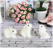 Dollhouse miniature white bunny rabbits ornaments
