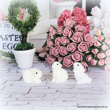 Dollhouse miniature white bunny rabbits ornaments