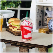 Dollhouse miniature drink strawberry frappacino coffee takeaway cup