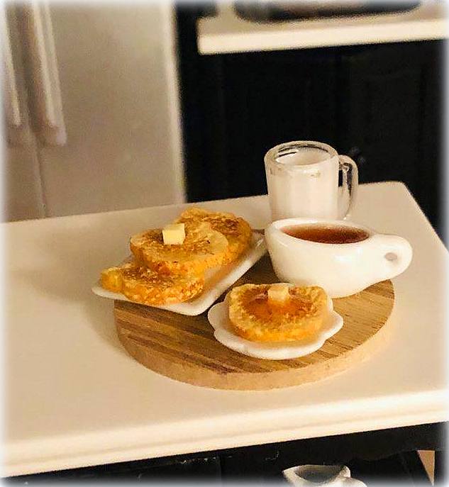 Dollhouse miniature breakfast honey toast 1:12
