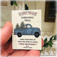Dollhouse miniature farm fresh christmas trees blue truck