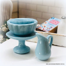 Blue Miniature Dollhouse country style kitchen cake plate crockery