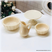Cake Plate, Jug and Baking Bowls - Set of 4 - Vintage Cream