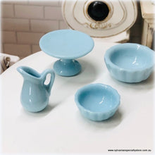 Blue Miniature Dollhouse country style kitchen cake plate crockery