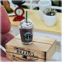 Dollhouse miniature iced coffee in takeaway cup