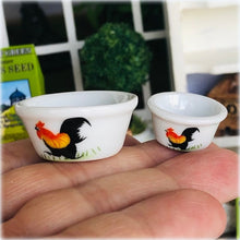 Dollhouse crockery kitchen bowls farm rooster