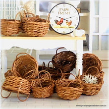 Dollhouse miniature basket wicker dyed