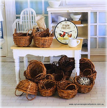 Dollhouse miniature basket wicker dyed