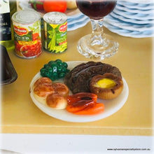 Dollhouse miniature roast dinner meat potatoes