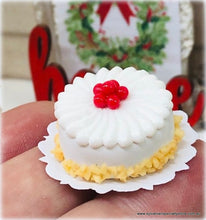 Dollhouse Miniature christmas White cake with cherries