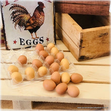 Dollhouse miniature Eggs Farm Fresh on Egg tray