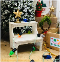 Dollhouse miniature rustic step stool farmhouse furniture