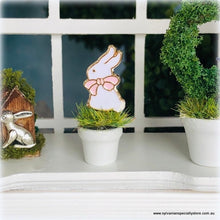 Dollhouse Miniature Easter Bunny in potplant decor