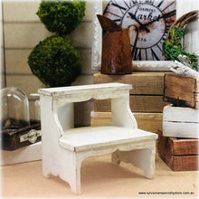 Dollhouse miniature rustic step stool farmhouse furniture