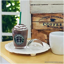 Dollhouse miniature iced coffee in takeaway cup