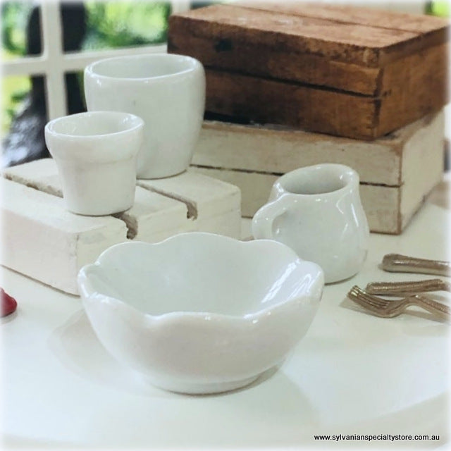 White Fluted Salad Bowl - Miniature