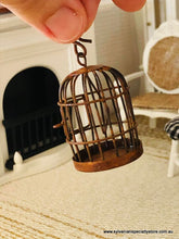 Dollhouse miniature rusty looking birdcage farmhouse