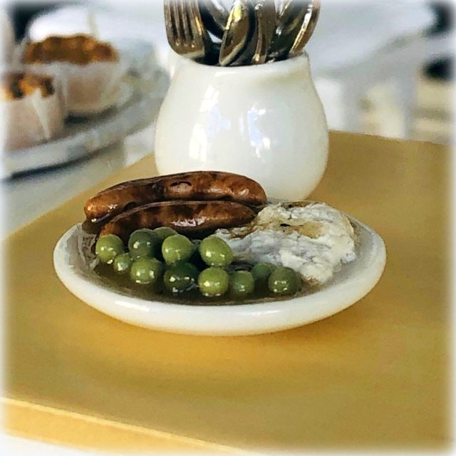 Bangers and Mash with Peas - Miniature
