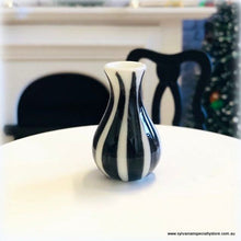 Black & White Striped Vase - Miniature