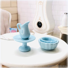 Blue Miniature Dollhouse country style kitchen cake plate crockery