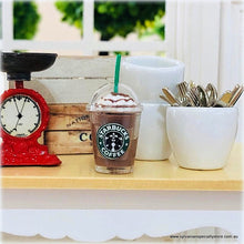 Dollhouse miniature iced coffee in takeaway cup